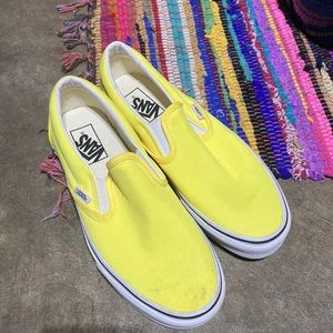 Brand spanking new neon yellow slip on vans women’s 9 men’s 7.5